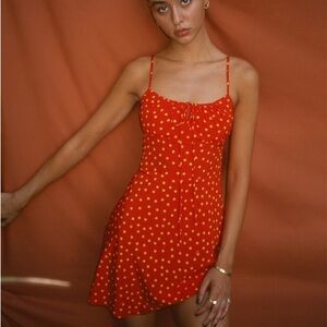 NWOT Realisation Par Inez Mini Polka Dot Dress in Rossa